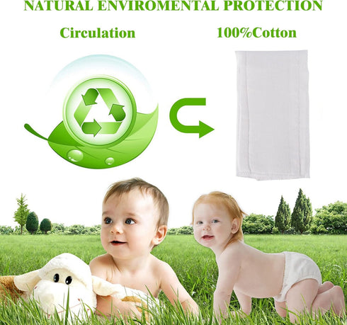 Prefold Cloth Diapers - Premium Cotton, Fasoar 3 Ply Environmental Friendly Baby Washable Diaper Covers for Babies to Toddlers Multi-Use (10-35 lb...