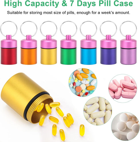 Small Portable Pill Case Keychain, Anglecai Waterproof Metal Pill Holder Tube Mini Pill Organizer Weekly Pocket Pill Boxes, Pill Container Holder ...