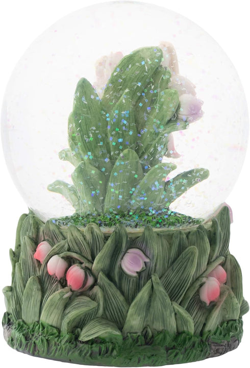 Elanze Designs Bell Flower Fairy Friends 100MM Sturdy Wind Up Musical Glitter Water Snow Globe Tabletop Dresser Nightstand Figurine Decoration Pla...