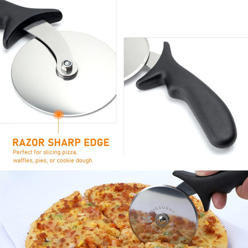MSY BIGSUNNY Pro Pizza Cutter, Stainless Steel Pizza Cutter Wheel, with Super Sharp Pizza Slicer Dia 4-inch(10cm), Dishwasher Safe...