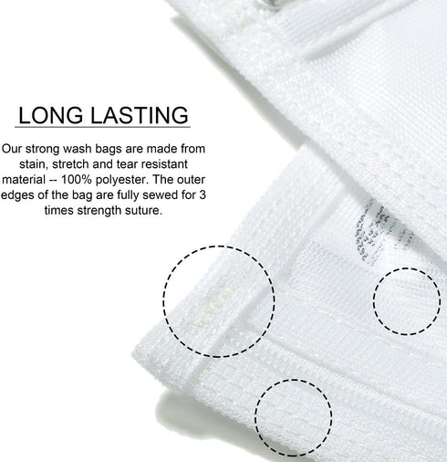 TENRAI Delicates Laundry Bags, Bra Fine Mesh Wash Bag for Underwear, Lingerie, Bra, Pantyhose, Socks, Use YKK Zipper, Have Hanger Loops (White, 1 ...