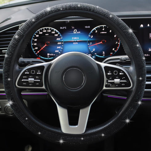Bling Steering Wheel Cover, Rhinestones Steering Wheel Cover Crystal Diamond for Women, Sparkling Car Wheel Protector Universal Fit 14-15 inches -...