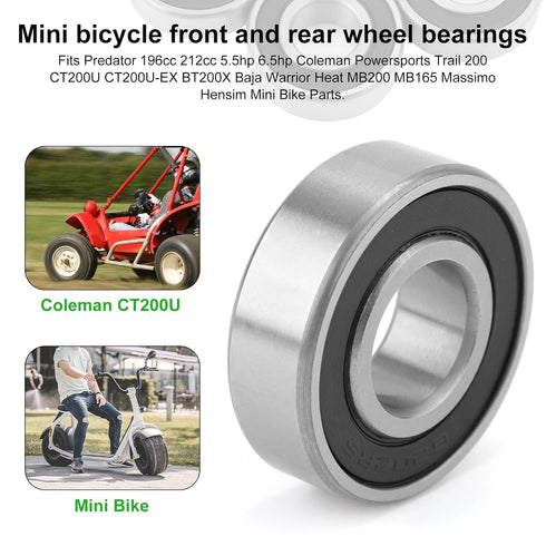 5pcs 6202RS Mini Bike Parts for Coleman CT200U CT200U-EX BT200X, Front and Rear Wheel Bearings Kit Replacement for Massimo Hensim 196cc Baja Warri...