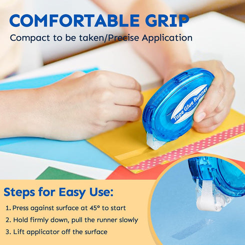 12 Pack Double Sided Tape Roller, 8mm x 315 Inch Permanent Adhesive Scrapbook Tape Dispenser Runner, Glue Tape Roller for Scrapbooking, Crafts and...