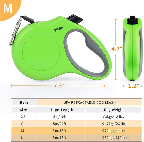 Fida Retractable Dog Leash, 16ft Heavy Duty Pet Walking Leash for Medium Dog or Cat up to 44 lbs, Tangle Free. One-Hand Brake (Medium, Green)...