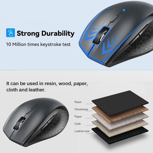 TECKNET Bluetooth Mouse, 4800 DPI Wireless Mouse, 2-Year Battery 6 Adjustable DPI, 6 Buttons Compatible with Laptop/Windows/Computer - Grey...