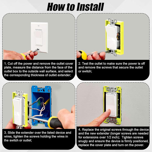 4pcs Single Gang Outlet Box Extender, 1/2 Inch Electrical Outlet Extender Receptacle Extender Outlet Extension Wall Socket Box for Electrical Box ...