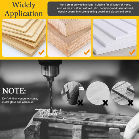 23 Pcs Wood Drill Bit Set with Dowel Pins Center Point and Stopper, Woodworking Brad Point Bit Set Plugs Drill Hole Tool Perfect for Woodworking C...