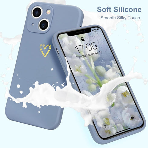 for iPhone 13 Case Cute Slim Shockproof Phone Case with Wireless Charging Support and Protection, Blue Grey......