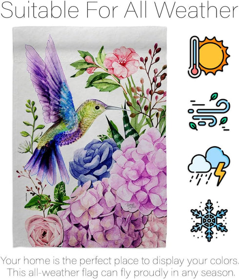 Breeze Decor Purple Hummingbird Garden Flag Friends Birds Flamingo Cardinal Peacock Springtime Natural Wildlife House Decoration Banner Small Yard...
