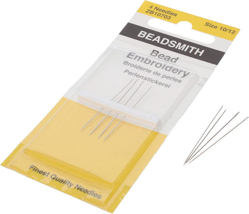 The Beadsmith Bead Embroidery Needles, Size 10 and 12 Assortment, Pack of 4, European Quality, Ideal for right angle weave - The blunt tips will n...