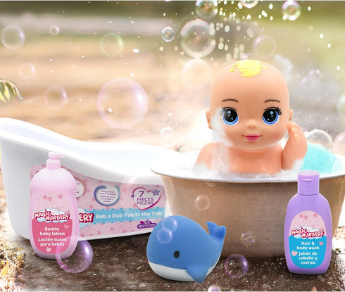 New Adventures Magic Nursery 8" Rub a Dub Fun in The Tub - 8" Hardbody Baby Doll with Bath Accessories, Posable, Fresh Powder Scent...
