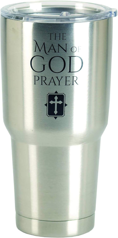 Dicksons Man of God Prayer Silver Tone 30 ounce Stainless Steel Travel Tumbler Mug...