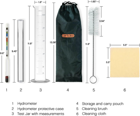 Triple Scale Alcohol Hydrometer Test Kit for Home Brew Beer, Wine, Mead, Cider with Specific Gravity Test Kit, 250ml Plastic Test Jar, Cleaning Br...
