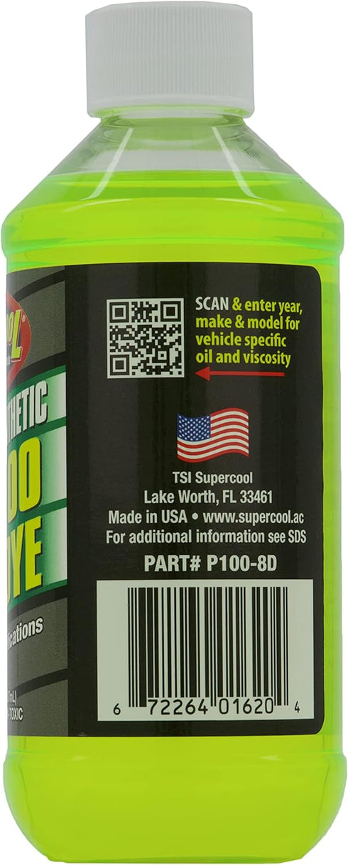 TSI Supercool P100-8D PAG 100-Viscosity Plus U/V Dye Oil - 8 oz , Silver...