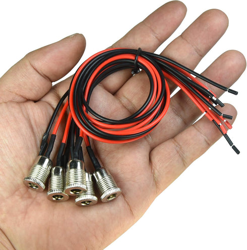 FILSHU 5.5 x 2.5 MM DC Power Jack Socket Threaded Female Mount Connector Adapter with 30CM 18AWG Cable...