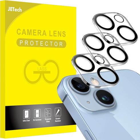 JETech Camera Lens Protector for iPhone 14 6.1-Inch and iPhone 14 Plus 6.7-Inch, 9H Tempered Glass, Anti-Scratch, Case Friendly, Does Not Affect N...