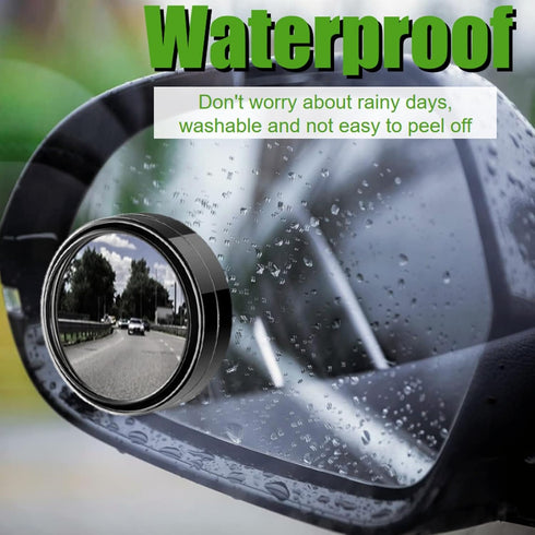 WSSROGY 4 Pcs Blind Spot for Car Convex Mirror 2 Inch HD Glass Round Side Rear View Convex Mirror with Frame for Car SUV Trucks Motorcycles (Black...