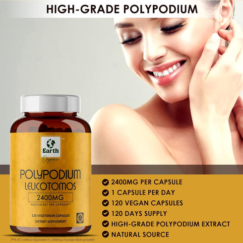 Polypodium Leucotomos Extract 2400mg 120 Veg Capsules - Supports Natural Healthy Skin Care- Antioxidant- Natural Skin Tone- Vegetarian, Non- GMO 4...