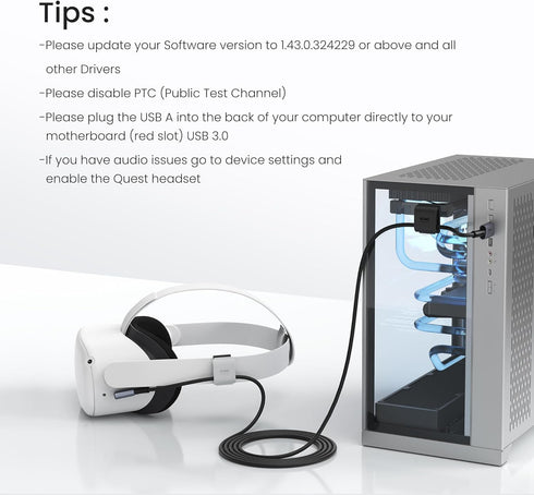 KIWI design 10FT/3M Link Cable Compatible with Quest 3/2/1/Pro, and Pico 4, USB3.0 Link Cable with Cable Clip...