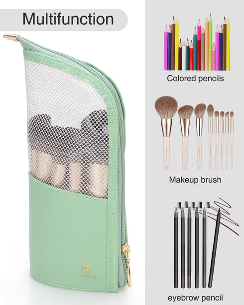 MONSTINA Makeup Brush Organzier Bag,High Capacity Portable Stand-Up Makeup Brush Holder,Professional Artist Makeup Brush Sets Case Waterproof Dust...