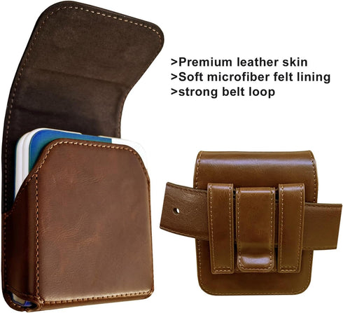 for Samsung Galaxy Z Flip 5/4/3 Belt Holster Phone Case, Leather Phone Pouch, Belt Clip Phone Holder for Motorola Razr + 2023, 40 Ultra, Razr 5G (...