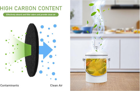 Charcoal Filters for Kitchen Compost Bin, 10 Pack Compost Filters for Countertop Bin Pail Replacement, Activated Charcoal Home Bucket Refill Sets,...