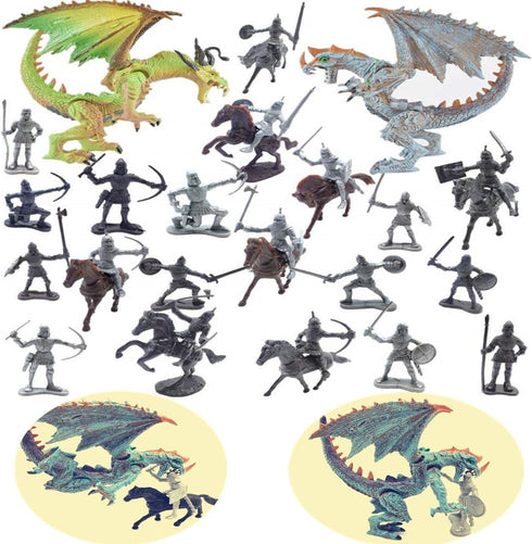 Dragon Knight Action Figure Horse with Lance Fantasy World Ancient Soldiers Warriors Army Cavalry Party Favors Classic Soldier Toys...