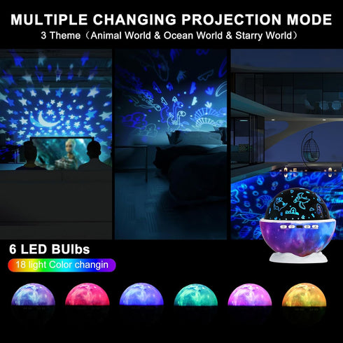 Night Light for Kids Star Night Light?18-Colour 360° Rotating Projector ?Romantic Gifts for Men Women Children......