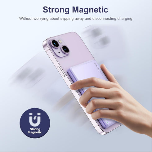 NOHON Mag-Safe Charger Battery Pack, 5000mAh 0.8mm Ultra Slim Compact Magnetic Power Bank, PD 20W Fast Charging Wireless Portable Charger for iPho...