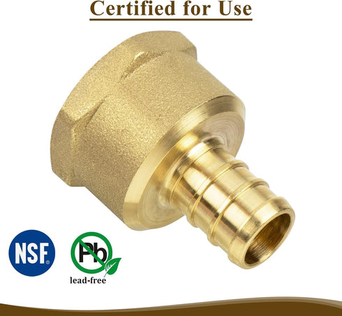 JUWO PEX Fitting, 1/2" Female NPT to 1/2" PEX Adapter for Plumbing Repairs or Remolding, Sturdy and Durable Brass Crimp Fitting (12 Pack)...