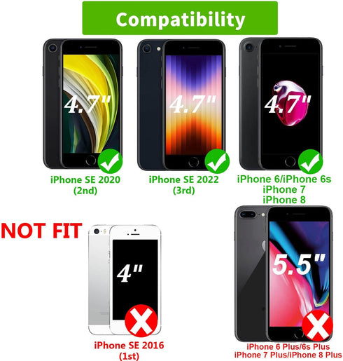 Wallet Case for iPhone SE 2020/SE 2022/iPhone 8/iPhone 7,Women Butterfly Embossed PU Leather Stand Card Slots Wrist Strap Flip Folio Cover for iPh...