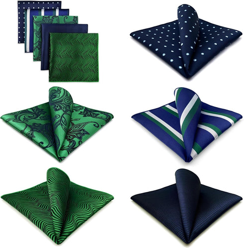 SHLAX&WING 5 Pieces Assorted Mens Silk Pocket Square Handkerchiefs Set Lot 84...