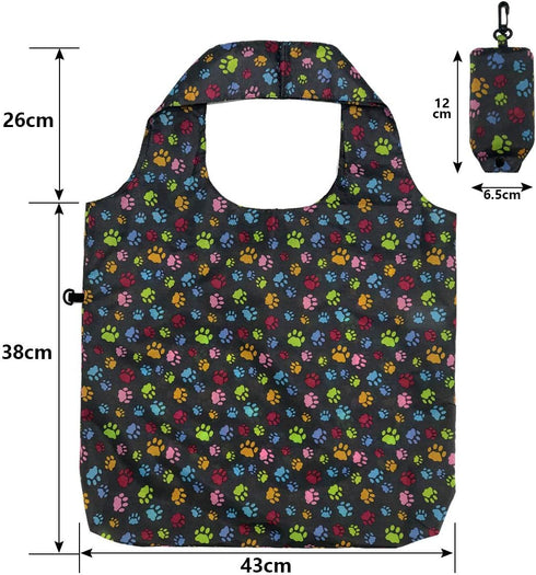 HOLYLUCK Reusable Grocery Bags,Heavy Duty Foldable Shopping Tote Bag (Standard, 3 Dog Paw Prints)...