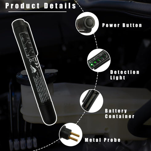 Brake Fluid Liquid Tester Pen, Hydraulic Fluid Liquid Oil Moisture Analyzer with 5 LED Indicators to Test DOT3 DOT4 DOT5.1 Brake Fluid, Auto Brake...