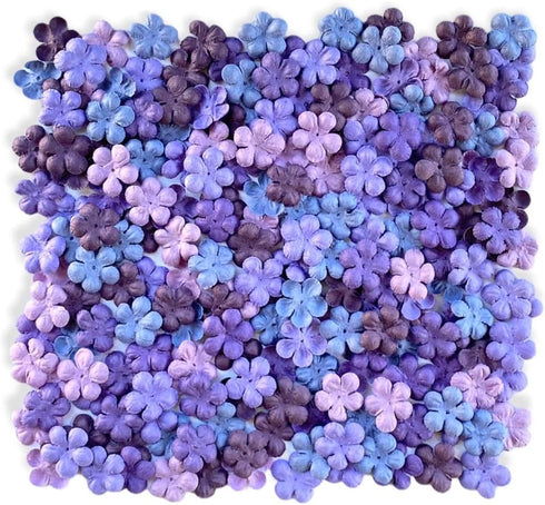 200 Pcs Handmade Mulberry Paper Stephania Venosa Flowers Petals 15x15 mm Scrapbooking Wedding DIY Craft Supplies Card (Purple Tone)...