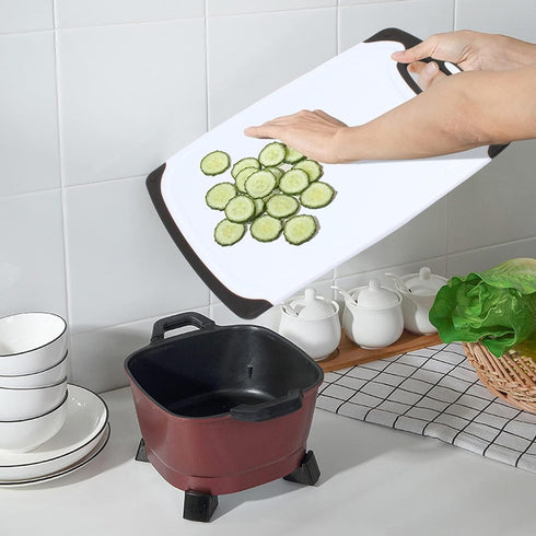 High-Density Plastic Cutting Board with Built-In Handle - Easy to Clean, Non-Slip Chopping Board for Kitchen - BPA-Free Small Cutting Board and Di...