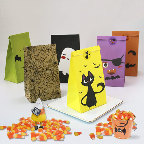 Halloween Treat Bags - 24 Pcs Halloween Trick or Treat Goody Gags Gift Bags, 24 Pcs Stickers, Hallowe'en Goodie Bags Party Supplies...