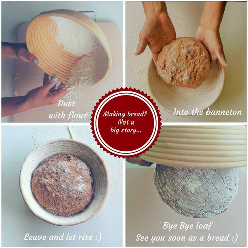 (8.5 inch)Round Banneton Proofing Basket Set - Brotform Handmade Unbleached Natural Cane For homemade Crusty Fresh,Easy to Bake Bread With Profess...