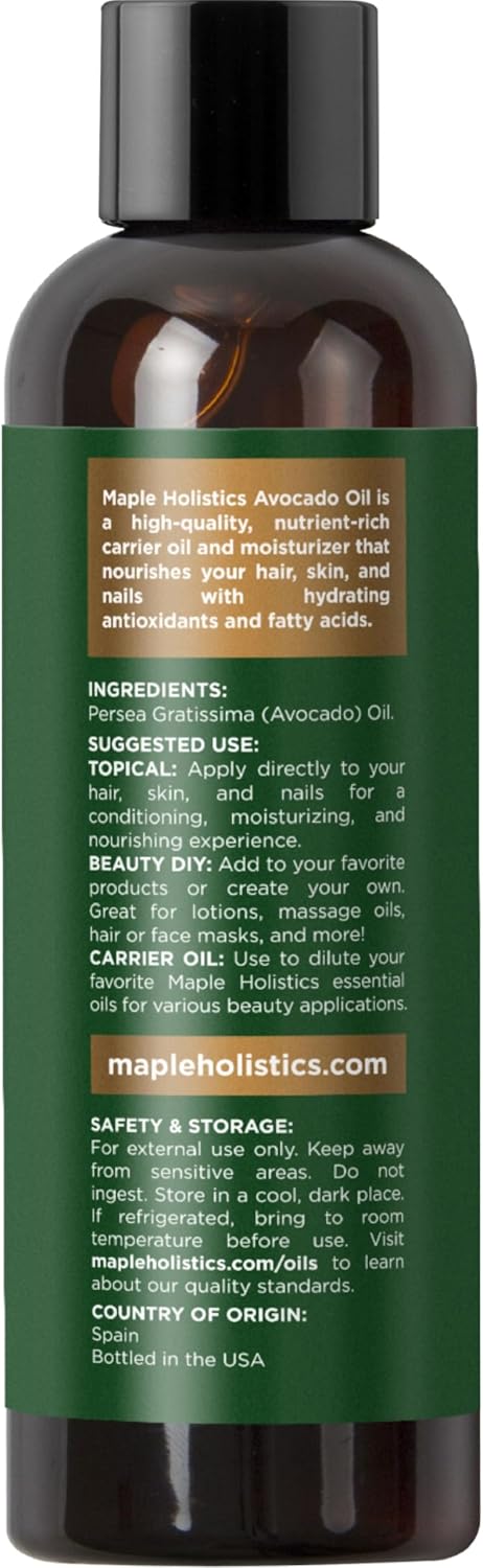 Avocado Oil For Hair and Skin - 100% Pure Avocado Oil for Skin and Nail Care plus Dry Hair Treatment and Facial Oil Moisturizer - Natural Hair Oil...