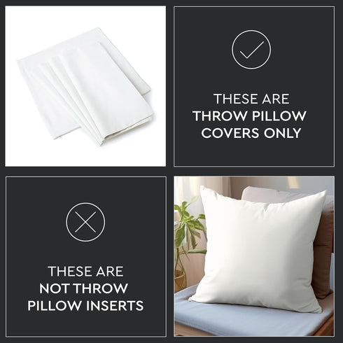 Encasa XO Throw Pillow Covers 16x16 in Set of 2 Jet Black | No Inserts | Cotton Pillow Covers for Living Room, Bed, Sofa, Couch | Decorative Cushi...