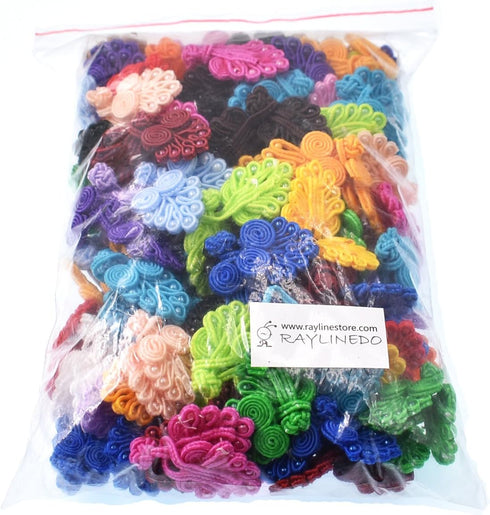 RayLineDo? Mixed 100pcs Traditional Chinese Knot Frog Buttons Closure Handmade Fabric Fasteners for DIY Sewing...