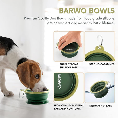 Collapsible Dog Bowl with Non Skid Suction Base -100% Pure Silicone Foldable Water Bowl, Portable Dog Bowl for Travel, Hiking & Camping 350mL 1 Pi...