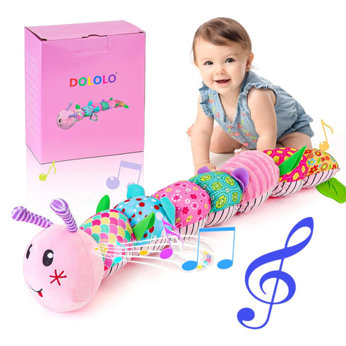 Infant Baby Stuffed Animal Toy for 0 3 6 12 Months Olds, Soft Toys with Musical Crinkle Rattles for Newborn Boy Girl Tummy Time Activity (Pink Cat...