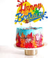 Painting Cake Topper Glitter Art Brush Palette Themed Happy Birthday Cake Decoration for Girl Boy Kids Art Birthday Party Decorations (Double Side...