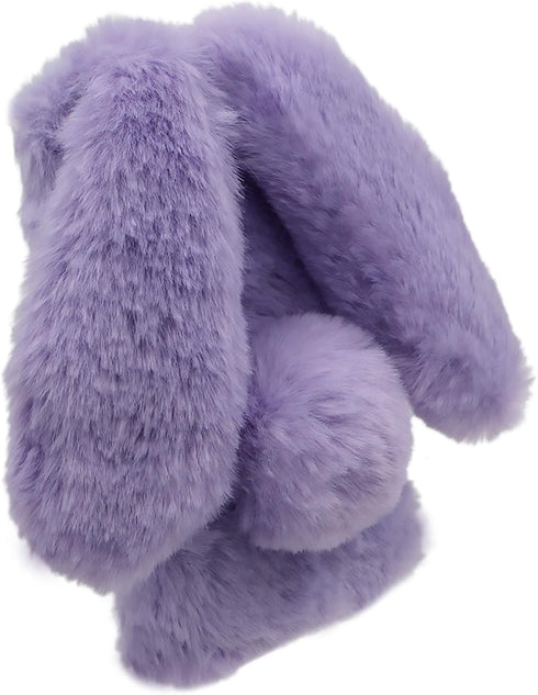 Rabbit Case for iPhone 13 Mini 5.4 Inch, LCHDA Cute 3D Bunny Ears Soft Furry Hairball Fuzzy Winter Warm Faux Fur Plush Fluffy Flexible TPU Bumper ...