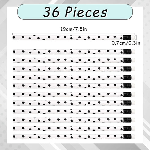 Whaline 36Pcs Boho Pencils with Erasers Boho Black Dot Writing Pencil Back to School Wood Pencils for School Company Office Stationery Gift...