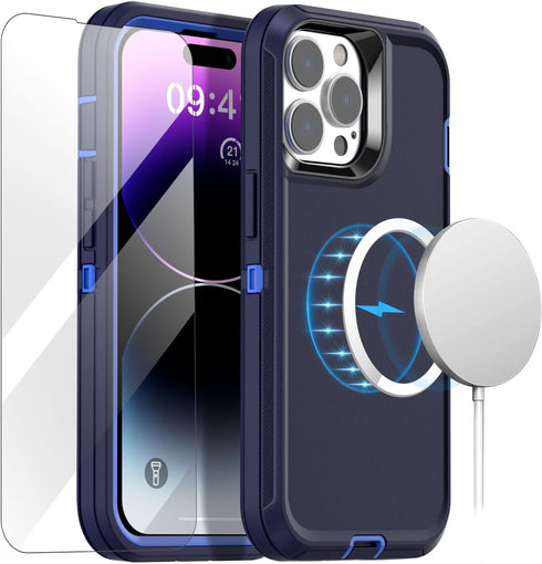 AICase for iPhone 14 Pro Max Case(6.7") with Glass Screen Protector+Magsafe Conversion Kit,Heavy Duty Drop Protection Full Body Rugged Shockproof ...