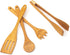 tuuli Kitchen - 4-Piece Wooden Cooking Utensils Set, Solid Cherry Wood (BBQ Tongs, Kitchen Spoon, Fork and Spatula), Durable Wooden Utensils for E...