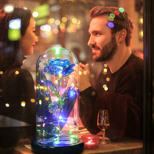 QUELIEN Beauty and Beast Rose,Galaxy Flower Rose Gift for Girlfriend?Glass Flower Roses?Unique Gifts for Women, Christmas, Birthday,Thanksgiving,A...